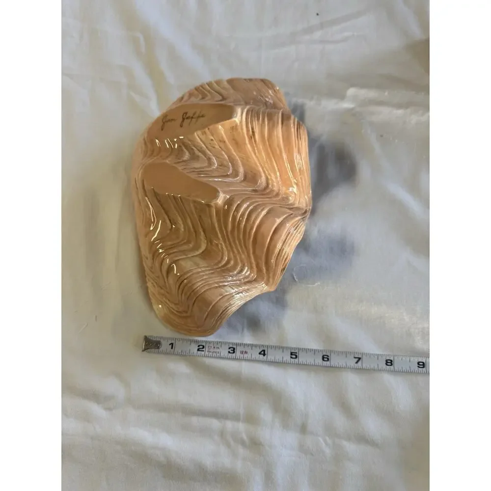 Art Pottery Nautical Nautilus Shell Bowl Tray Dish Terra Cotta Brown T9
